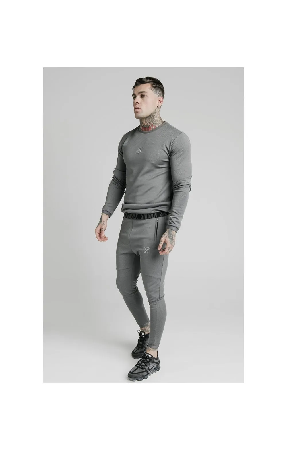 SikSilk L/S Active Crew Sweat - Grey sold by Siksilk product image thumbnail 4