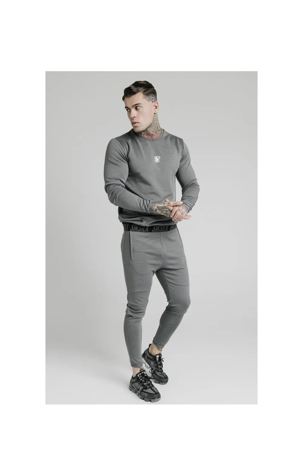 SikSilk L/S Active Crew Sweat - Grey sold by Siksilk product image thumbnail 5
