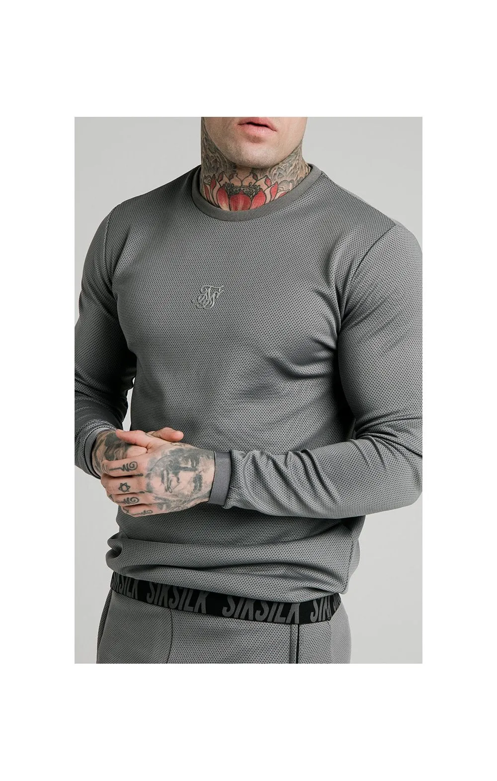 SikSilk L/S Active Crew Sweat - Grey sold by Siksilk product image thumbnail 2