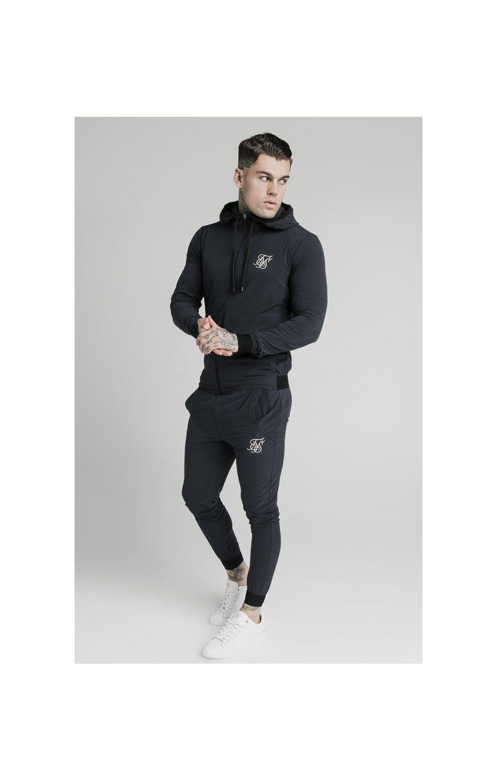 SikSilk Agility Poly Rib Zip Through Hoodie - Midnight Navy sold by Siksilk
