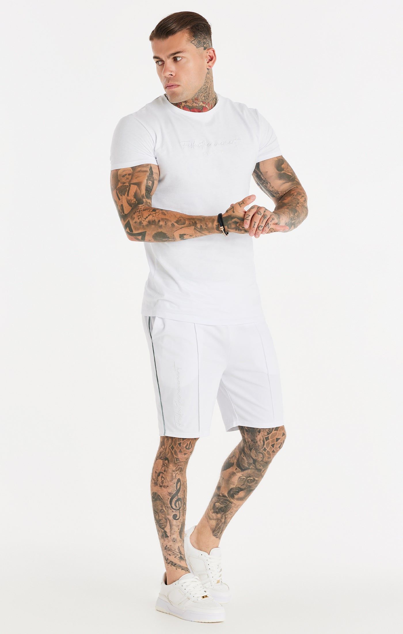 SikSilk Script Pleated Shorts - White sold by Siksilk product image thumbnail 4
