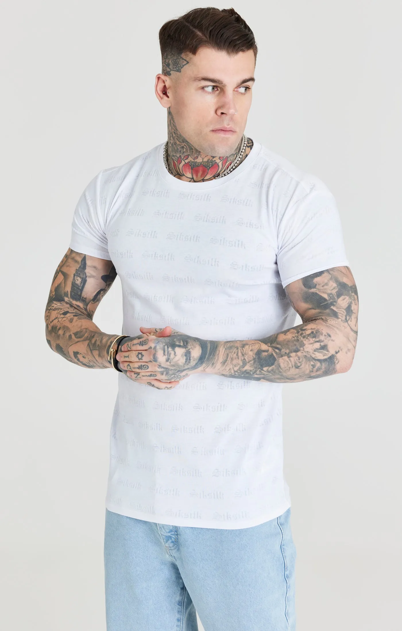 SikSilk Jacquard Tee - White sold by Siksilk