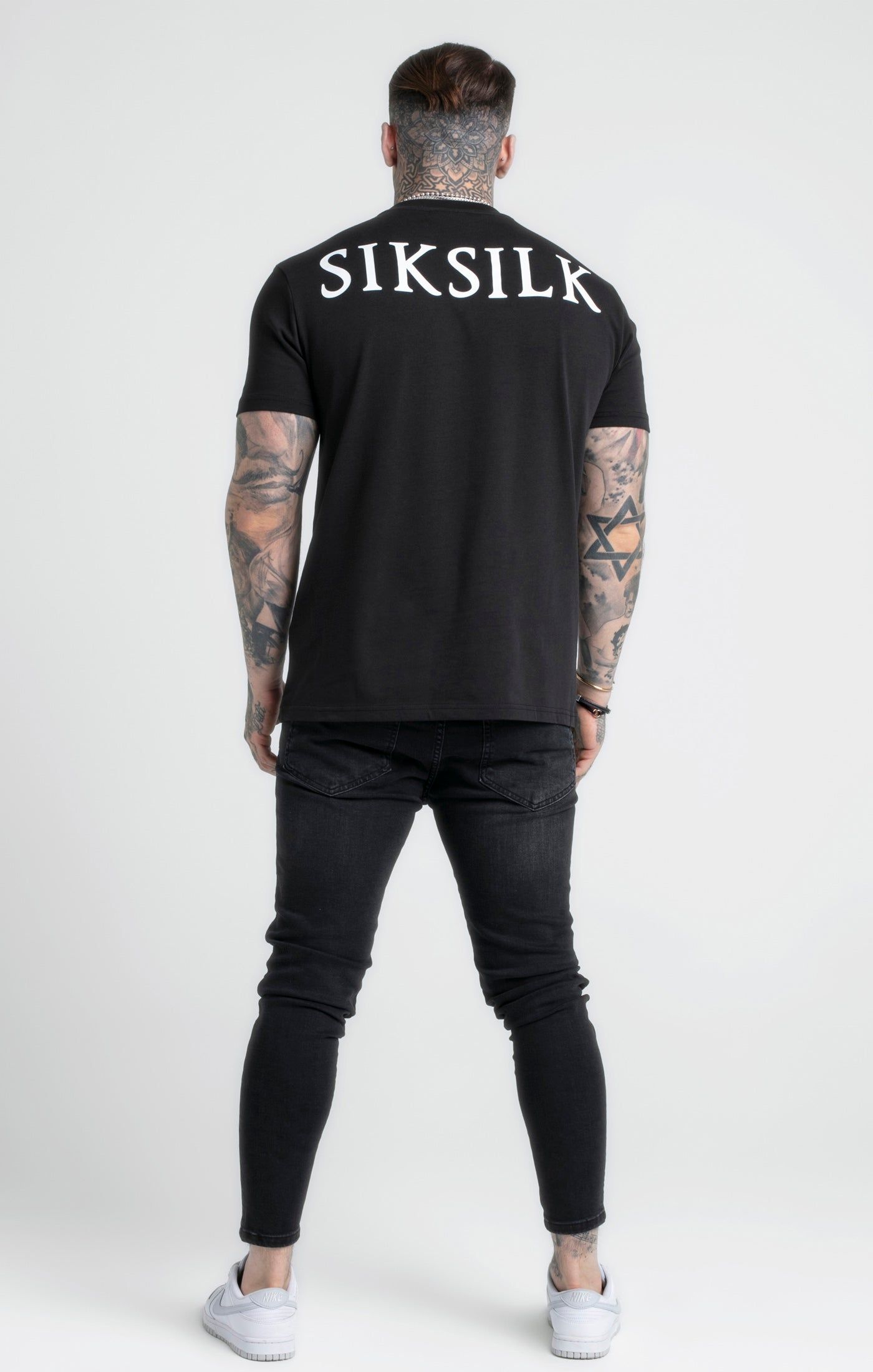 Black Printed Logo Relaxed Fit T-Shirt sold by Siksilk product image thumbnail 5