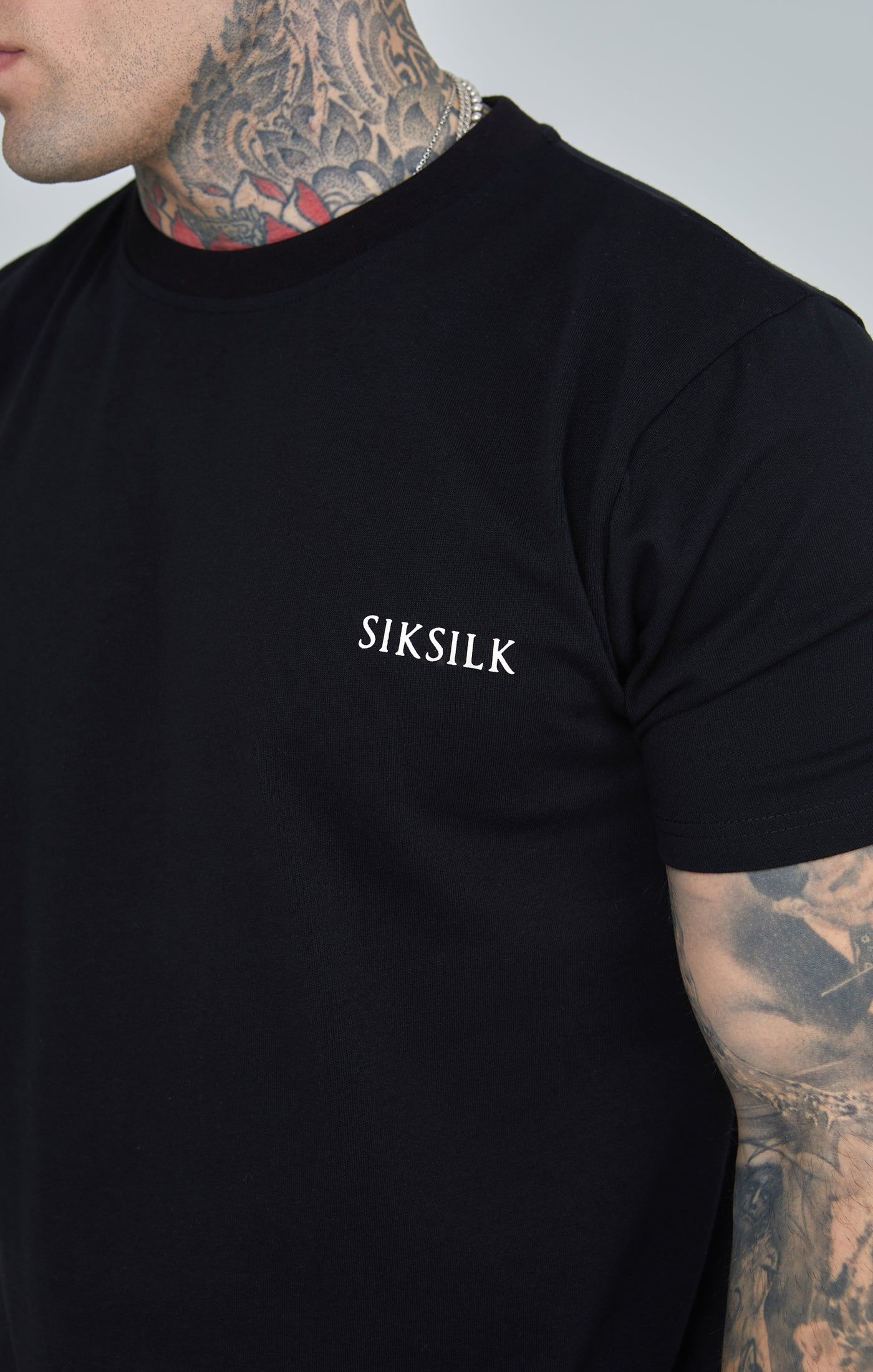 Black Printed Logo Relaxed Fit T-Shirt sold by Siksilk product image thumbnail 6