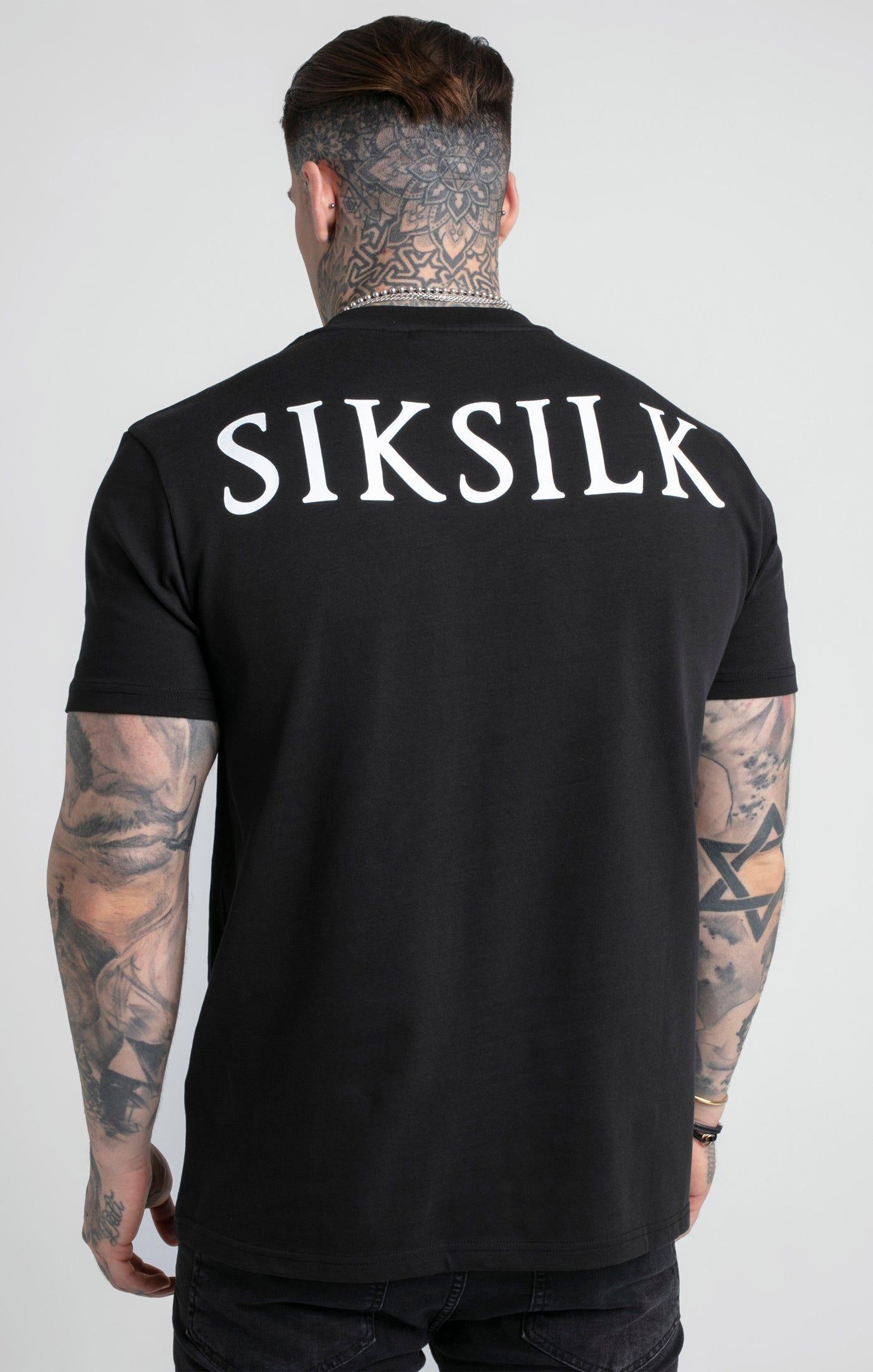 Black Printed Logo Relaxed Fit T-Shirt sold by Siksilk product image thumbnail 3