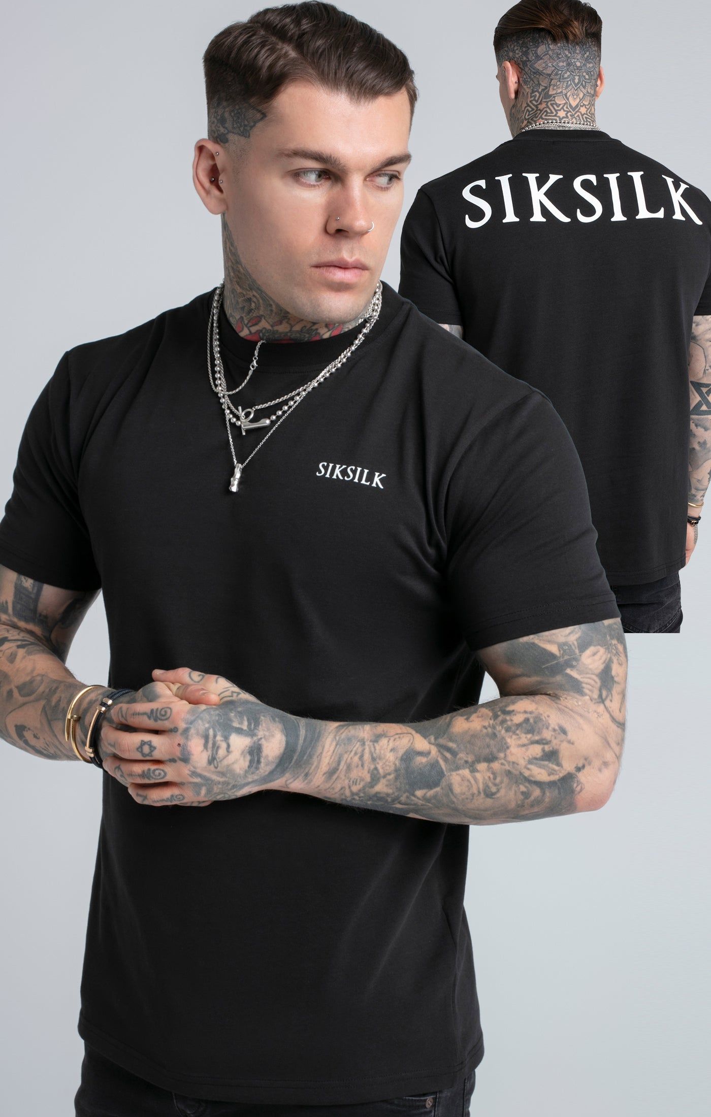 Black Printed Logo Relaxed Fit T-Shirt sold by Siksilk