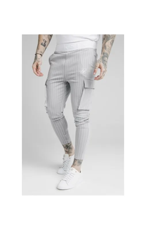SikSilk Dual Stripe Cargo Pant - Grey & White sold by Siksilk