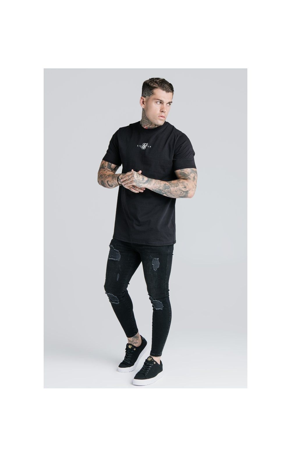 Black Essential Muscle Fit T-Shirt sold by Siksilk product image thumbnail 6