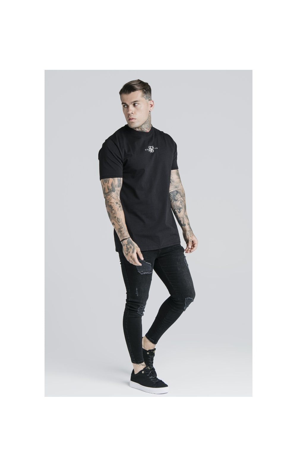 Black Essential Muscle Fit T-Shirt sold by Siksilk product image thumbnail 3