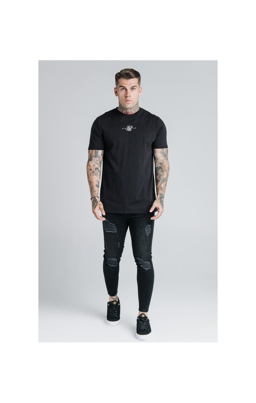 Black Essential Muscle Fit T-Shirt sold by Siksilk product image thumbnail 4