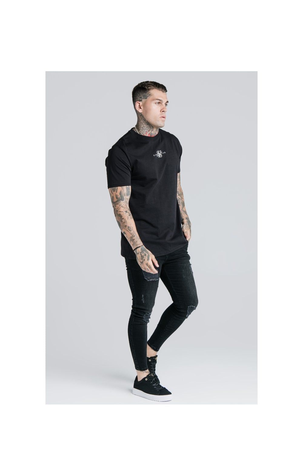 Black Essential Muscle Fit T-Shirt sold by Siksilk product image thumbnail 5