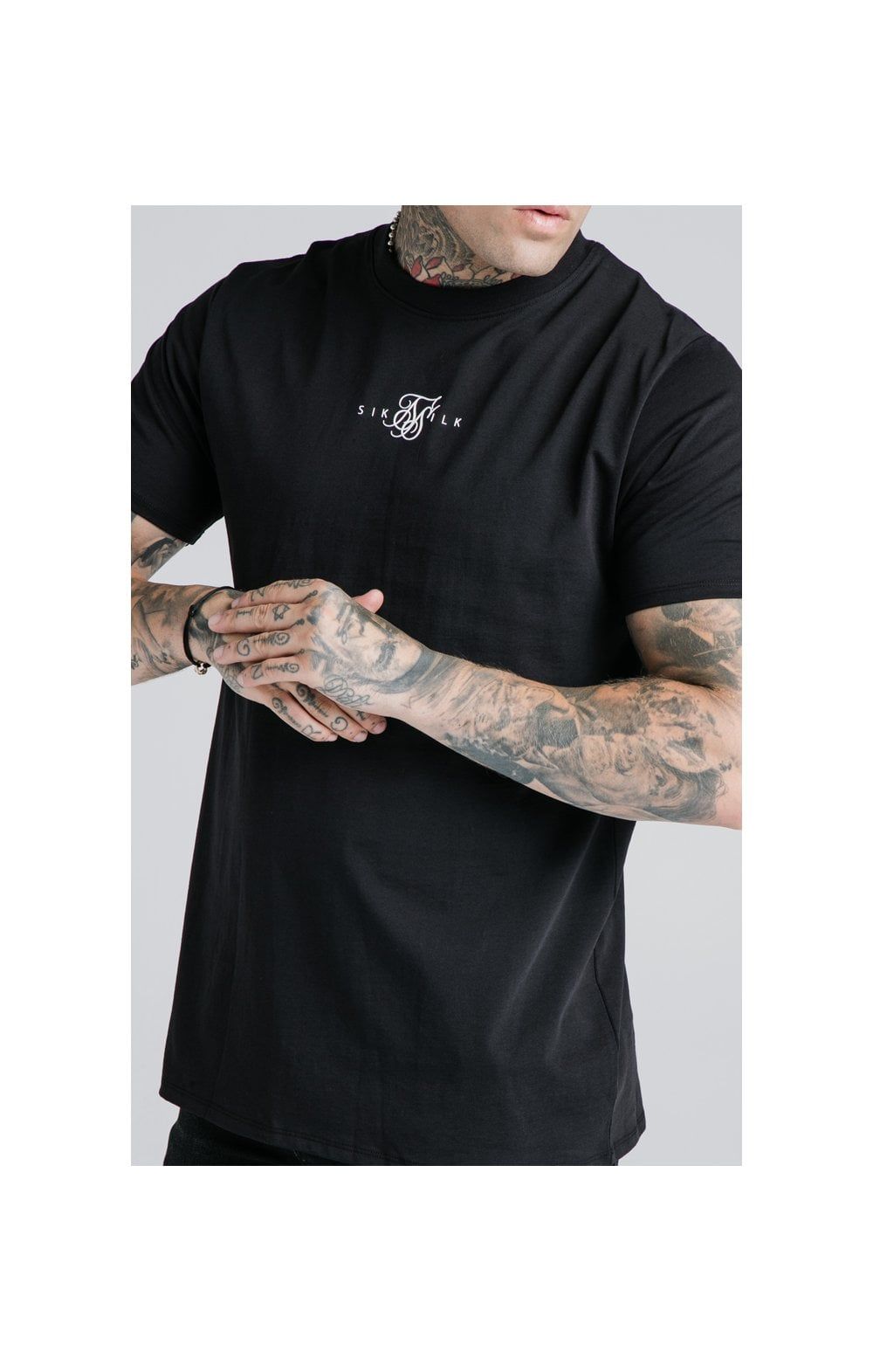 Black Essential Muscle Fit T-Shirt sold by Siksilk product image thumbnail 2