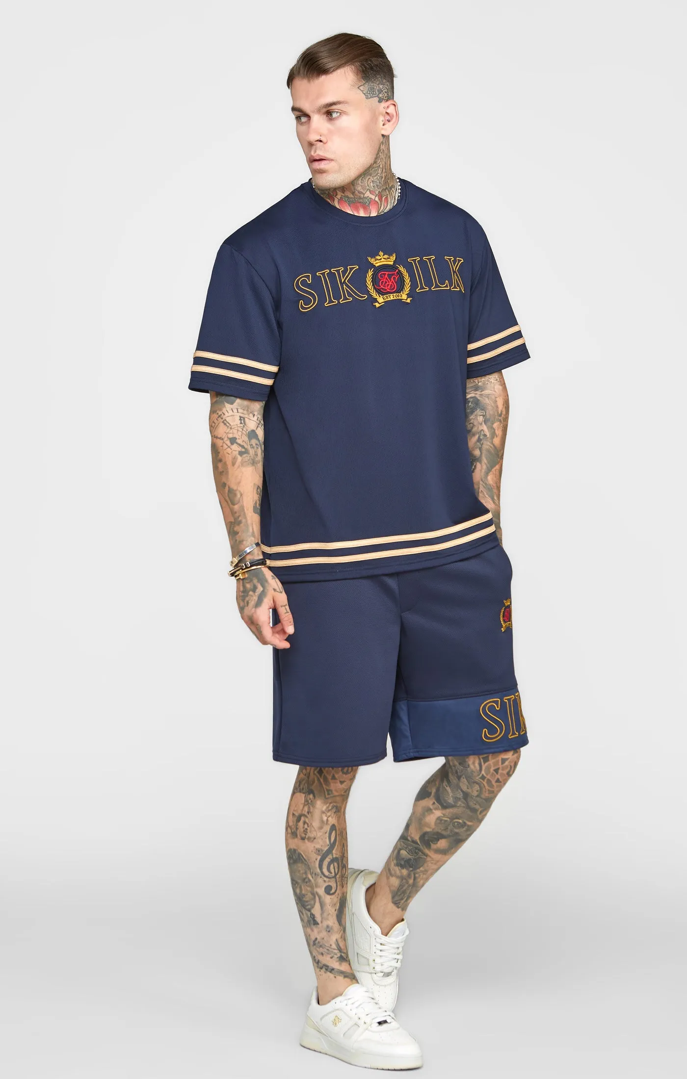 Navy Embroidery Relaxed Fit T-Shirt sold by Siksilk product image thumbnail 4