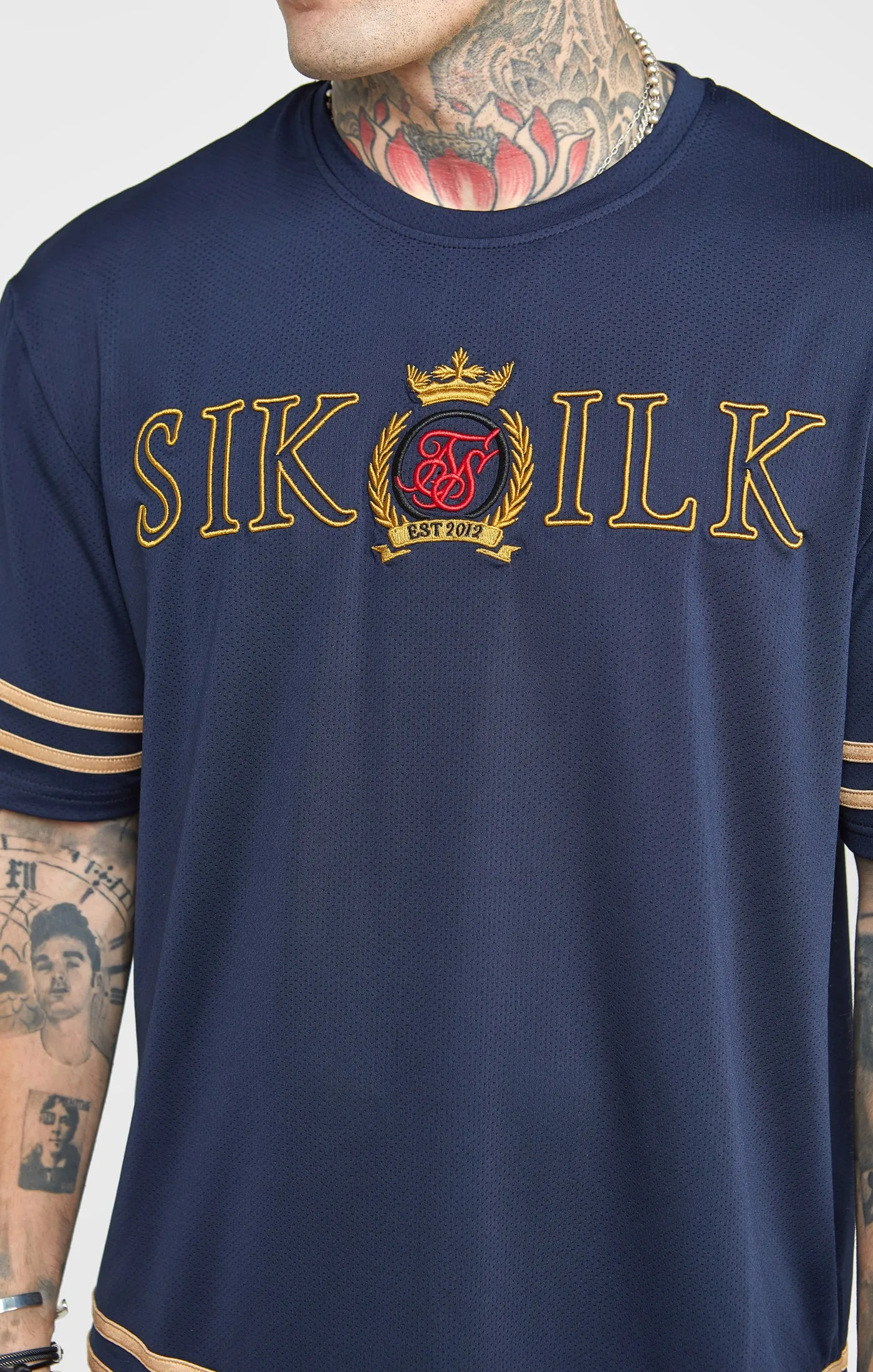 Navy Embroidery Relaxed Fit T-Shirt sold by Siksilk product image thumbnail 2
