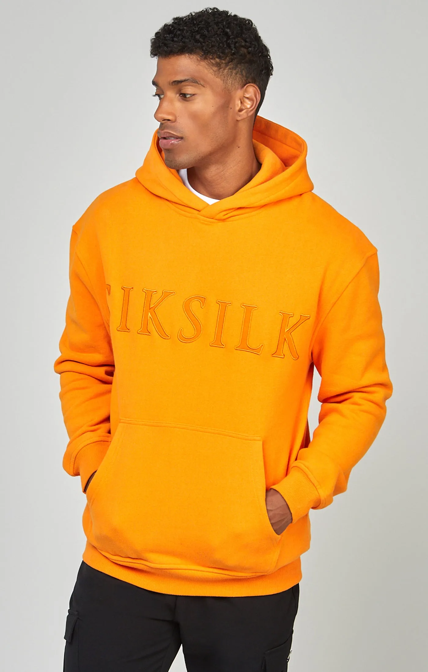Orange Applique Logo Relaxed Fit Overhead Hoodie sold by Siksilk