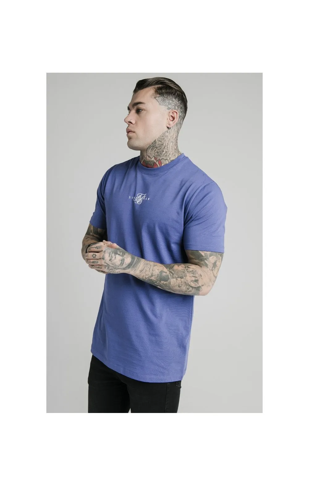 SikSilk S/S Square Hem Tee – Blue sold by Siksilk
