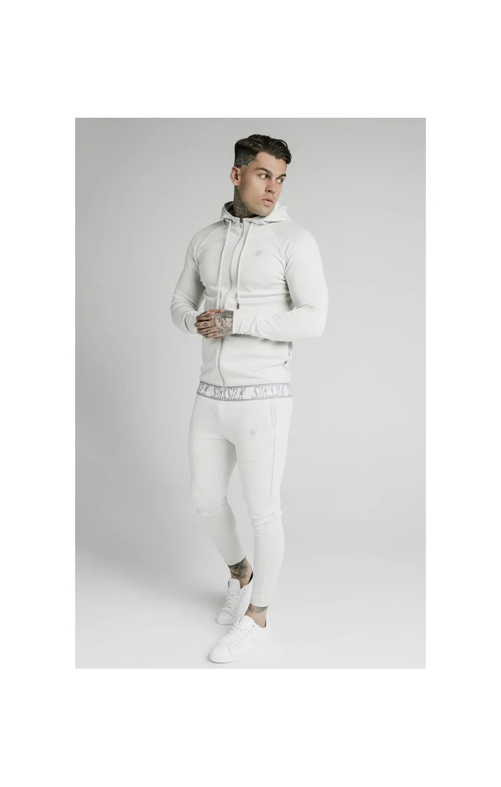 SikSilk Scope Tape Zip Through Hoodie – Ice Grey sold by Siksilk product image thumbnail 4