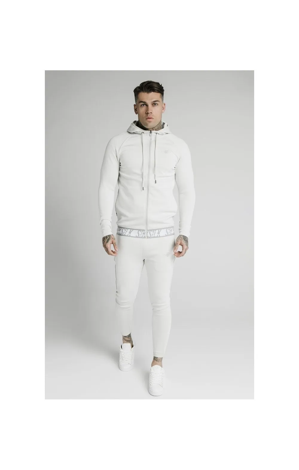 SikSilk Scope Tape Zip Through Hoodie – Ice Grey sold by Siksilk product image thumbnail 5