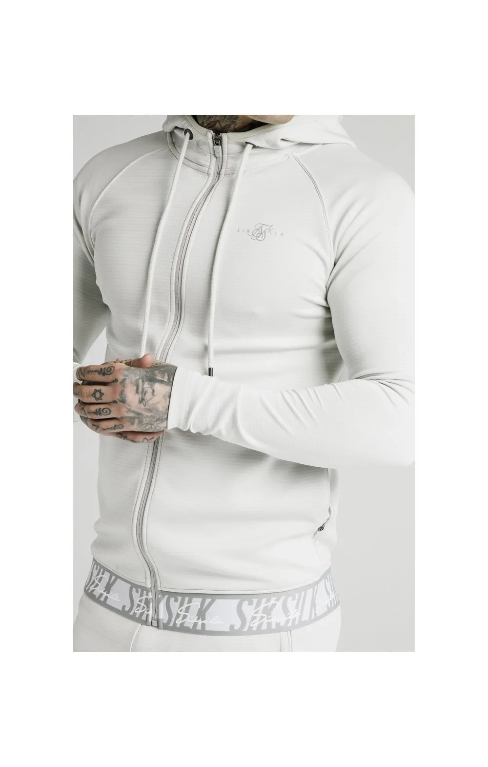 SikSilk Scope Tape Zip Through Hoodie – Ice Grey sold by Siksilk product image thumbnail 2