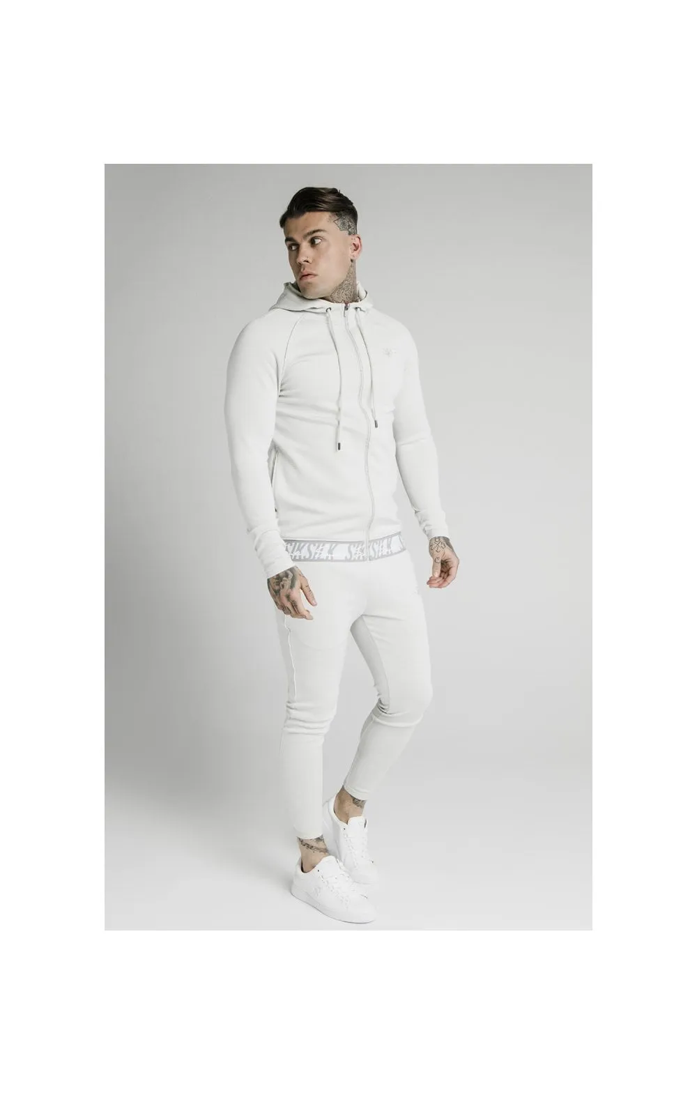 SikSilk Scope Tape Zip Through Hoodie – Ice Grey sold by Siksilk product image thumbnail 3