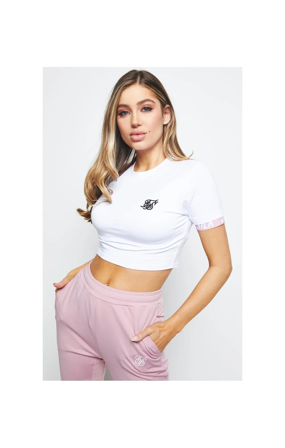 SikSilk Zephyr Crop Tee - White sold by Siksilk