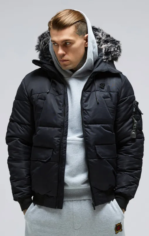 Black Bomber Jacket sold by Siksilk