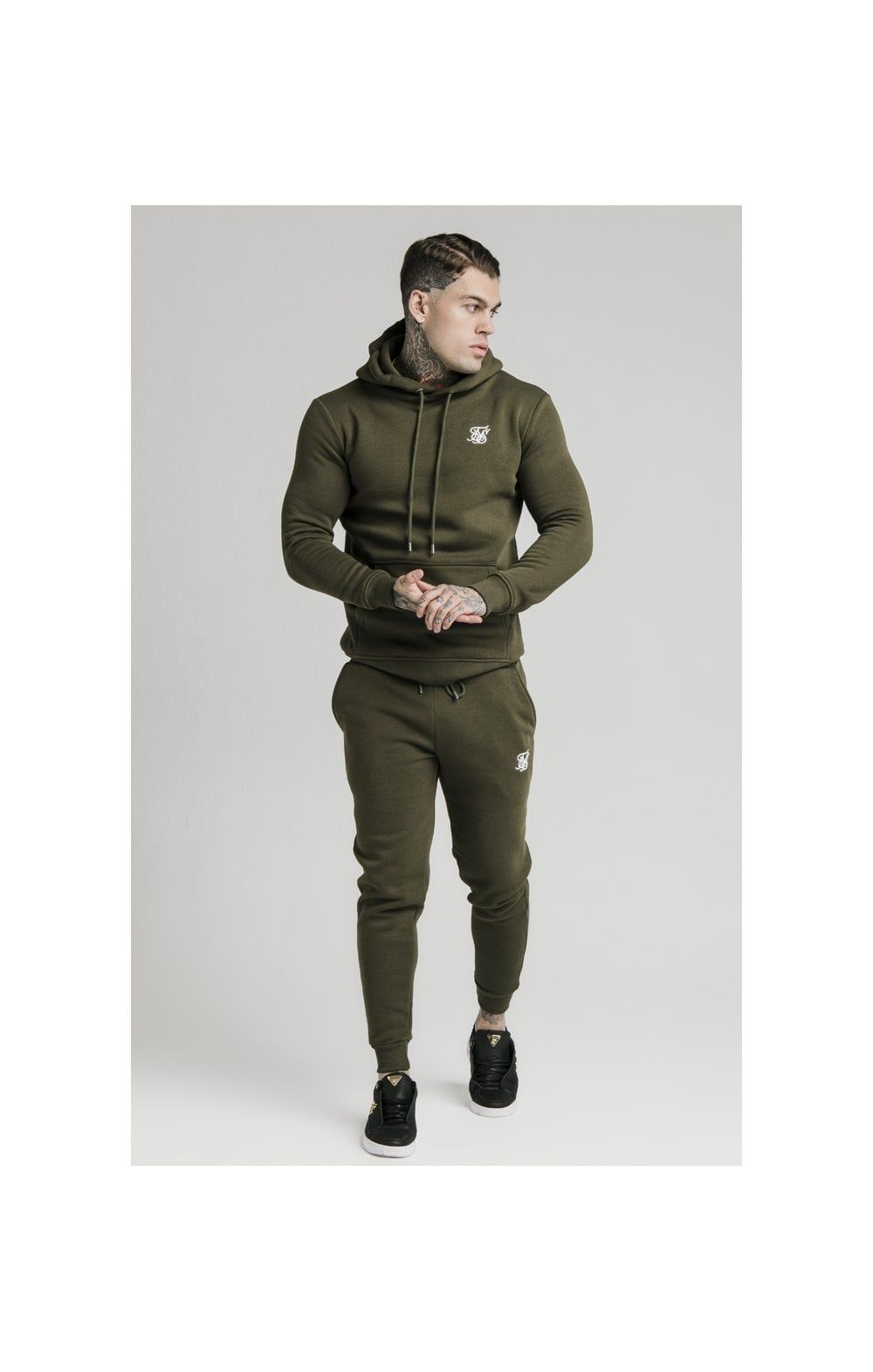 Khaki Muscle Fit Overhead Hoodie sold by Siksilk product image thumbnail 4