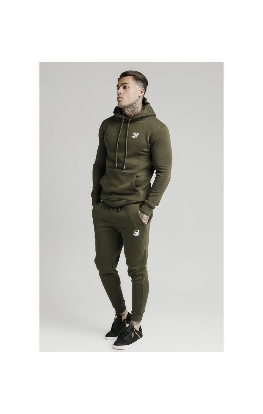 Khaki Muscle Fit Overhead Hoodie sold by Siksilk product image thumbnail 2