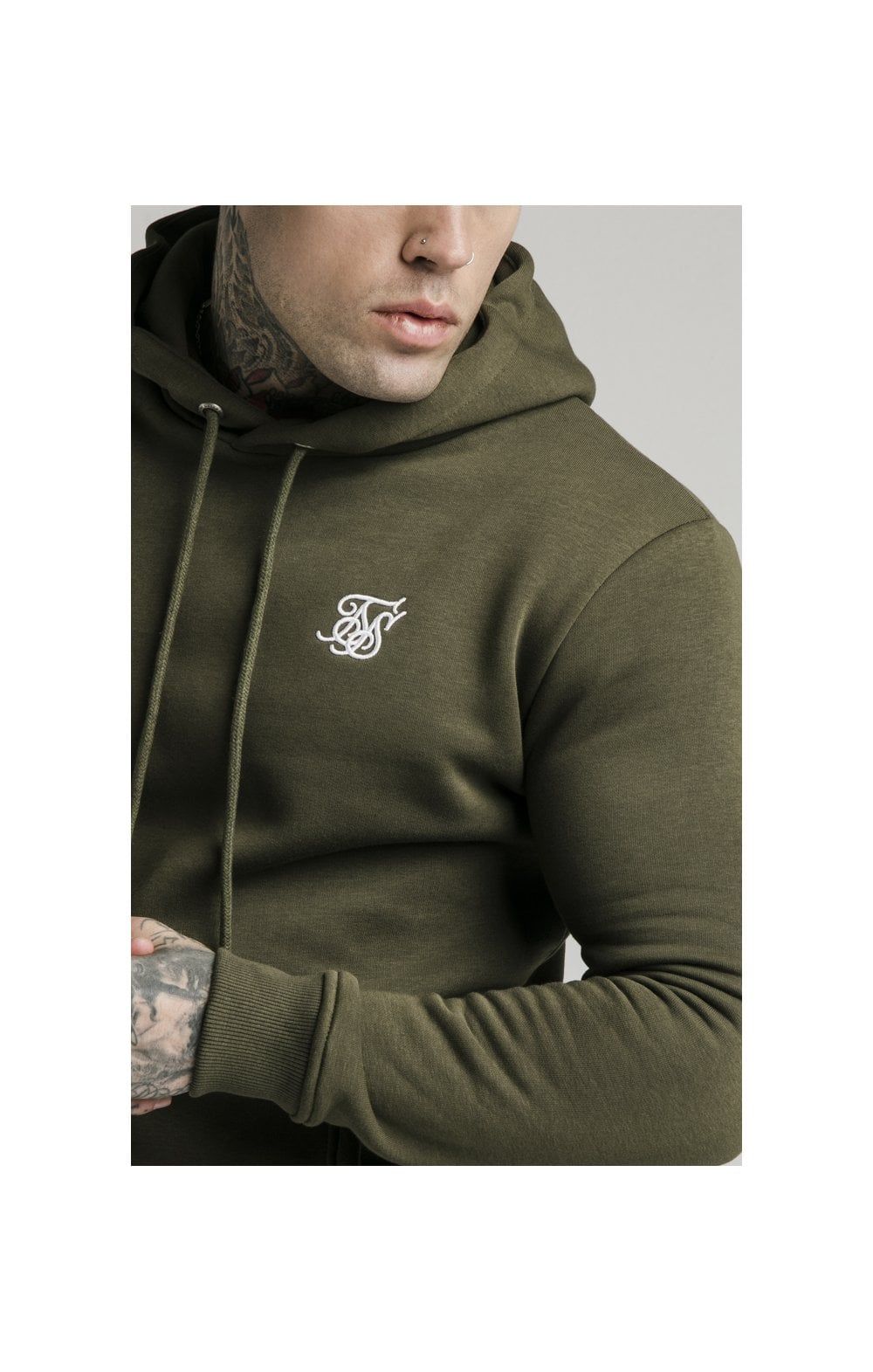 Khaki Muscle Fit Overhead Hoodie sold by Siksilk product image thumbnail 3