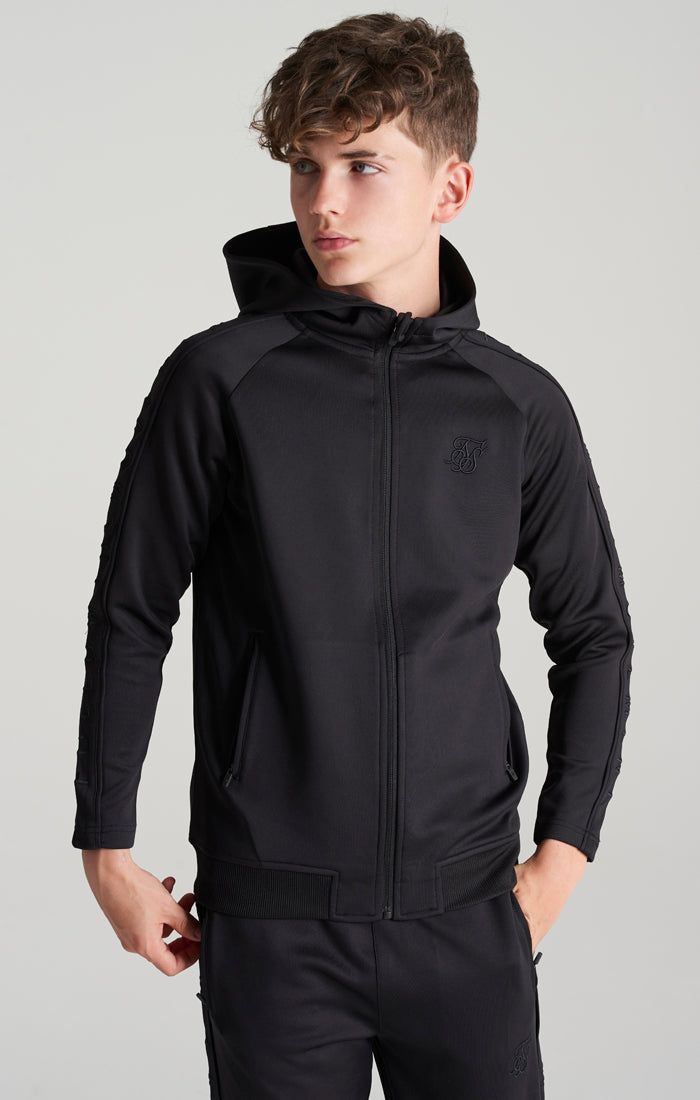 Boys Black Taped Zip Thru Hoodie sold by Siksilk