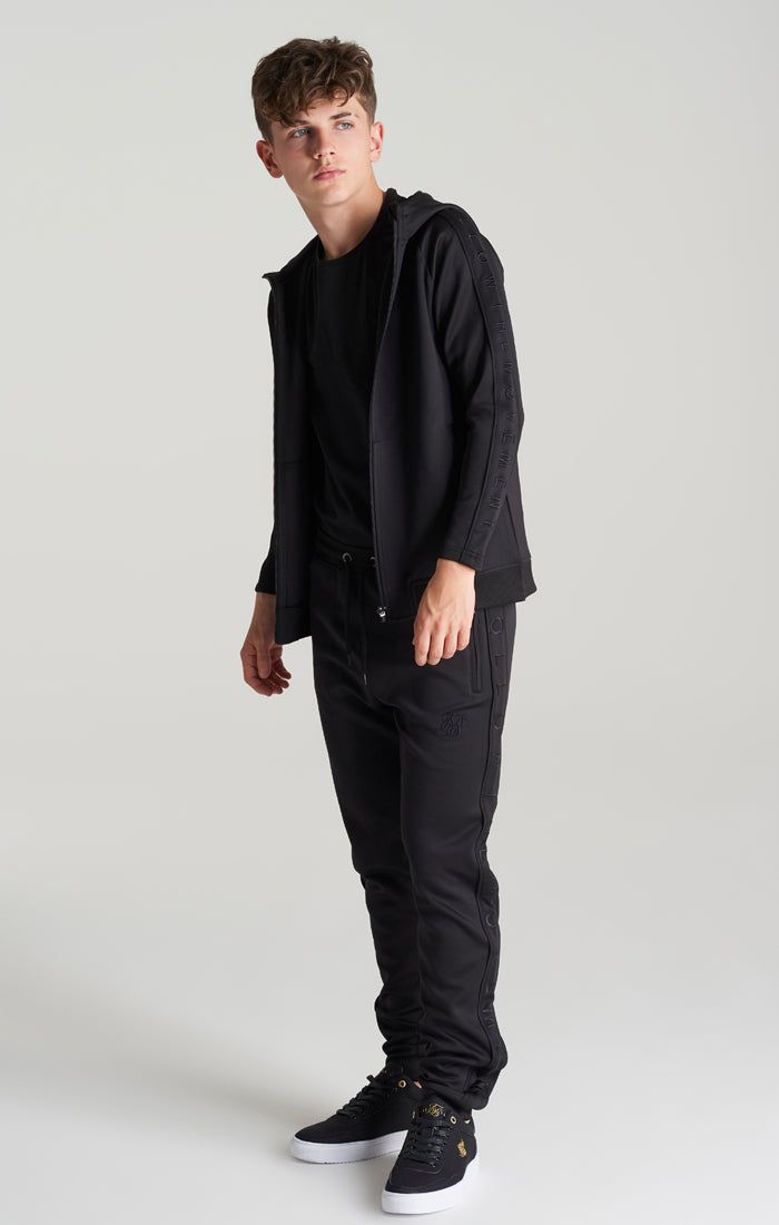 Boys Black Taped Zip Thru Hoodie sold by Siksilk product image thumbnail 7