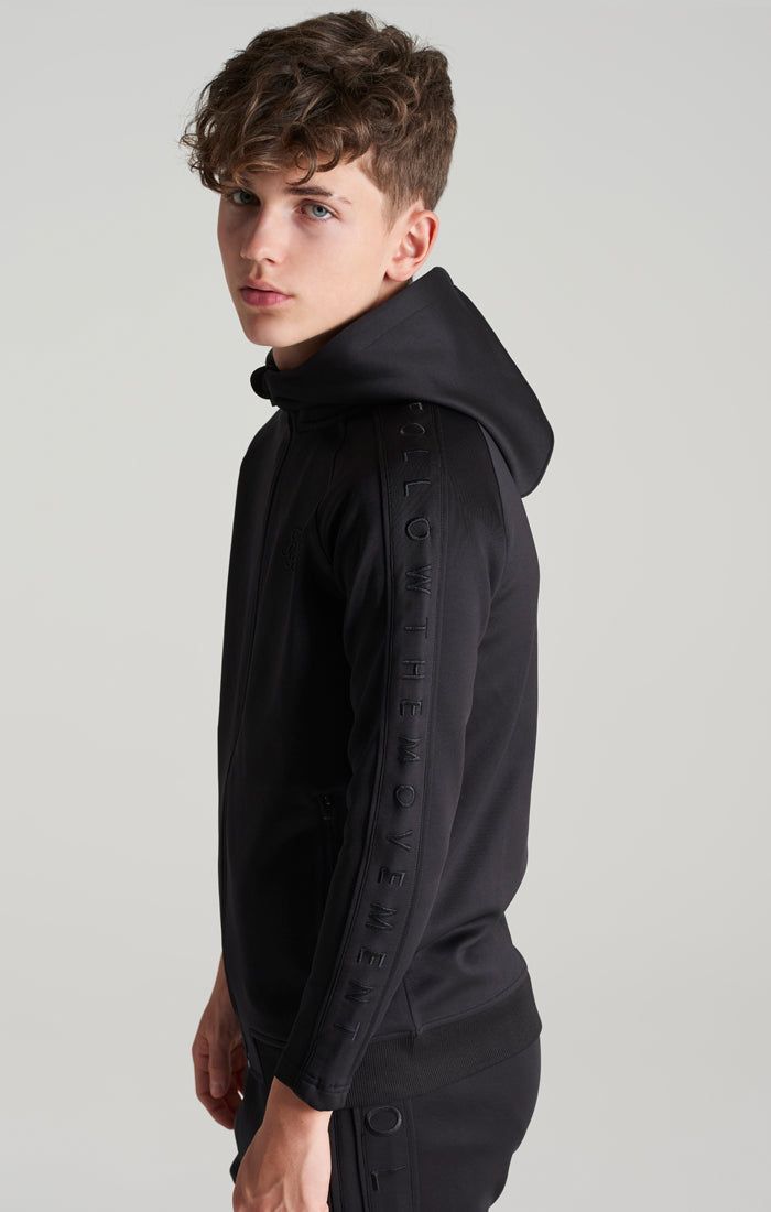 Boys Black Taped Zip Thru Hoodie sold by Siksilk product image thumbnail 4
