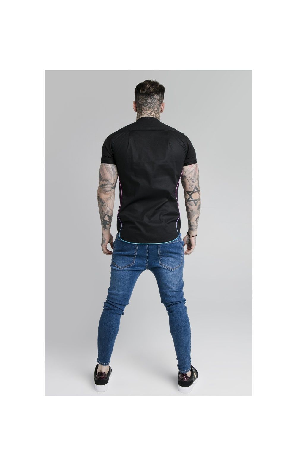 SikSilk S/S Fade Grandad Shirt - Black & Neon Fade sold by Siksilk product image thumbnail 6