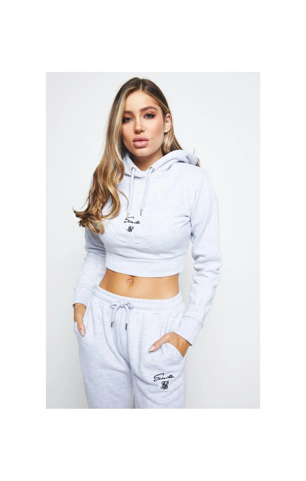 SikSilk Prestige Cropped Hoodie - Grey Marl sold by Siksilk