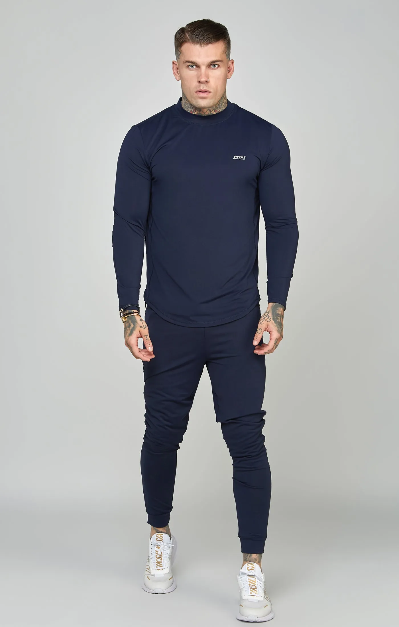 Navy Sports Muscle Fit Track Pant sold by Siksilk product image thumbnail 3