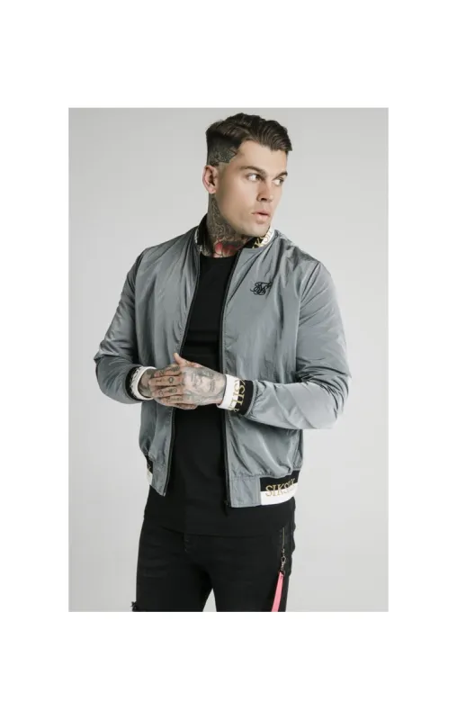 SikSilk Crushed Nylon Bomber Jacket - Grey made by Siksilk