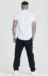 SikSilk S/S Grandad Collar Shirt - White sold by Siksilk