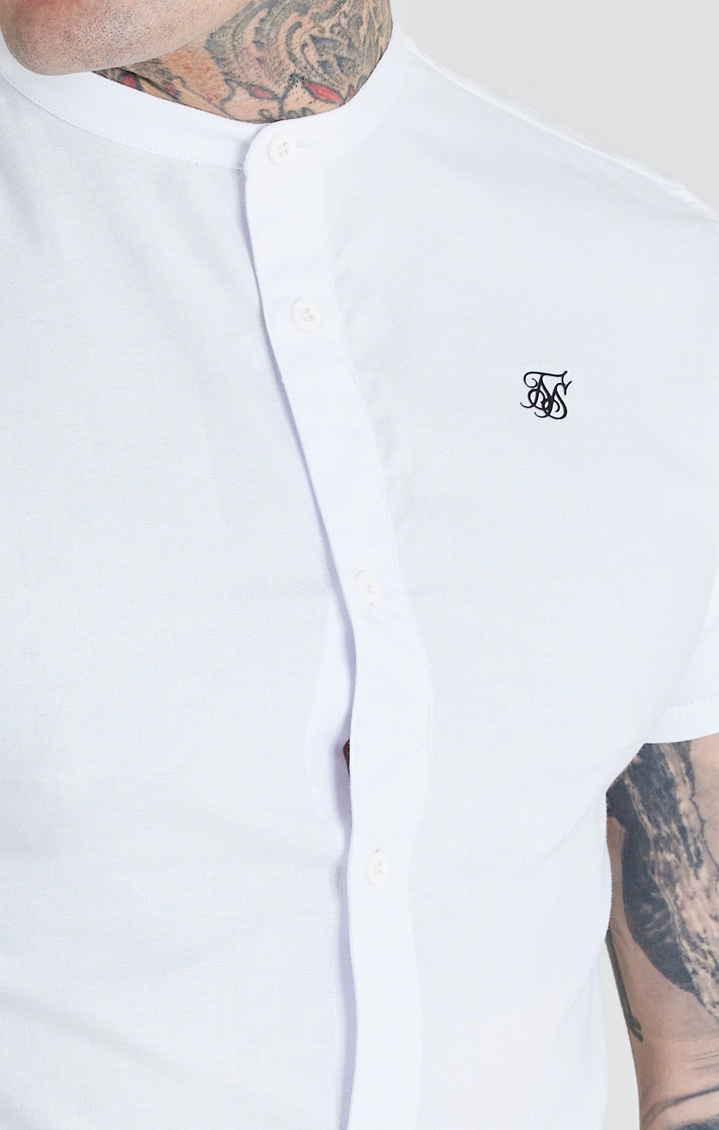 SikSilk S/S Grandad Collar Shirt - White sold by Siksilk product image thumbnail 2