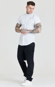SikSilk S/S Grandad Collar Shirt - White sold by Siksilk