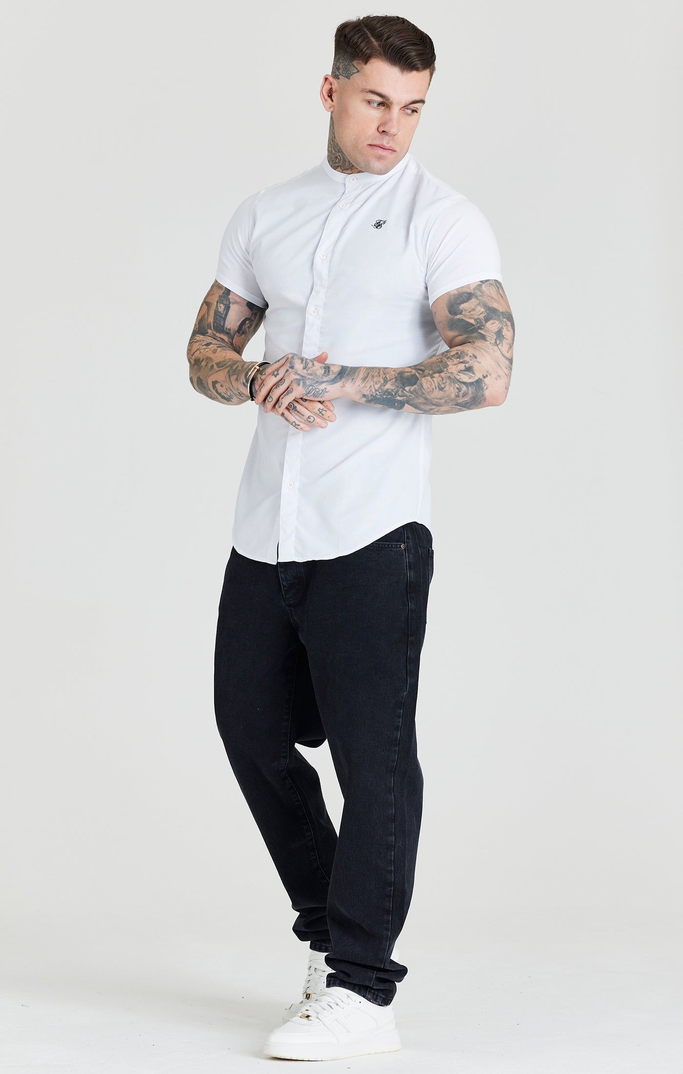 SikSilk S/S Grandad Collar Shirt - White sold by Siksilk product image thumbnail 3