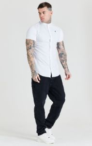 SikSilk S/S Grandad Collar Shirt - White sold by Siksilk