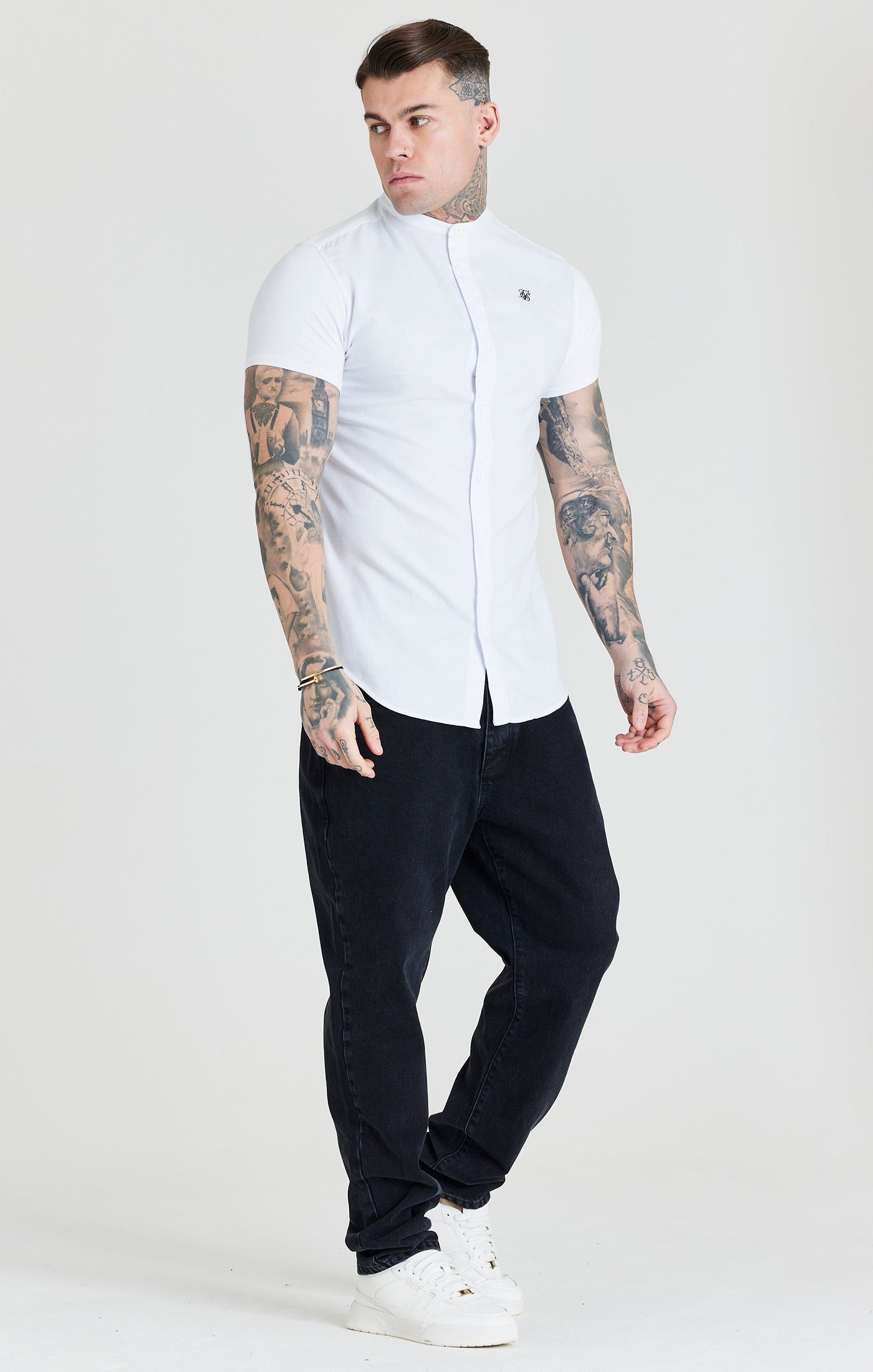 SikSilk S/S Grandad Collar Shirt - White sold by Siksilk product image thumbnail 4