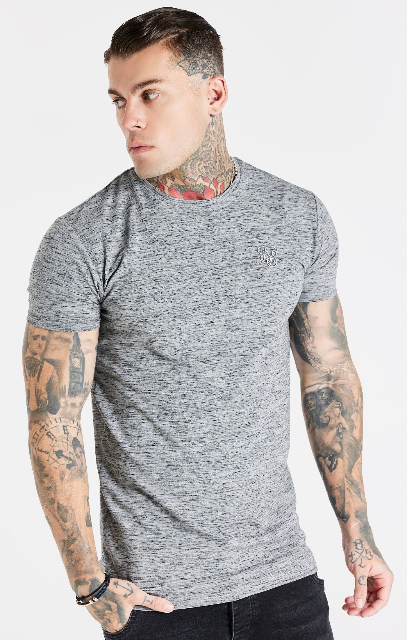 Grey Marl Muscle T-Shirt sold by Siksilk