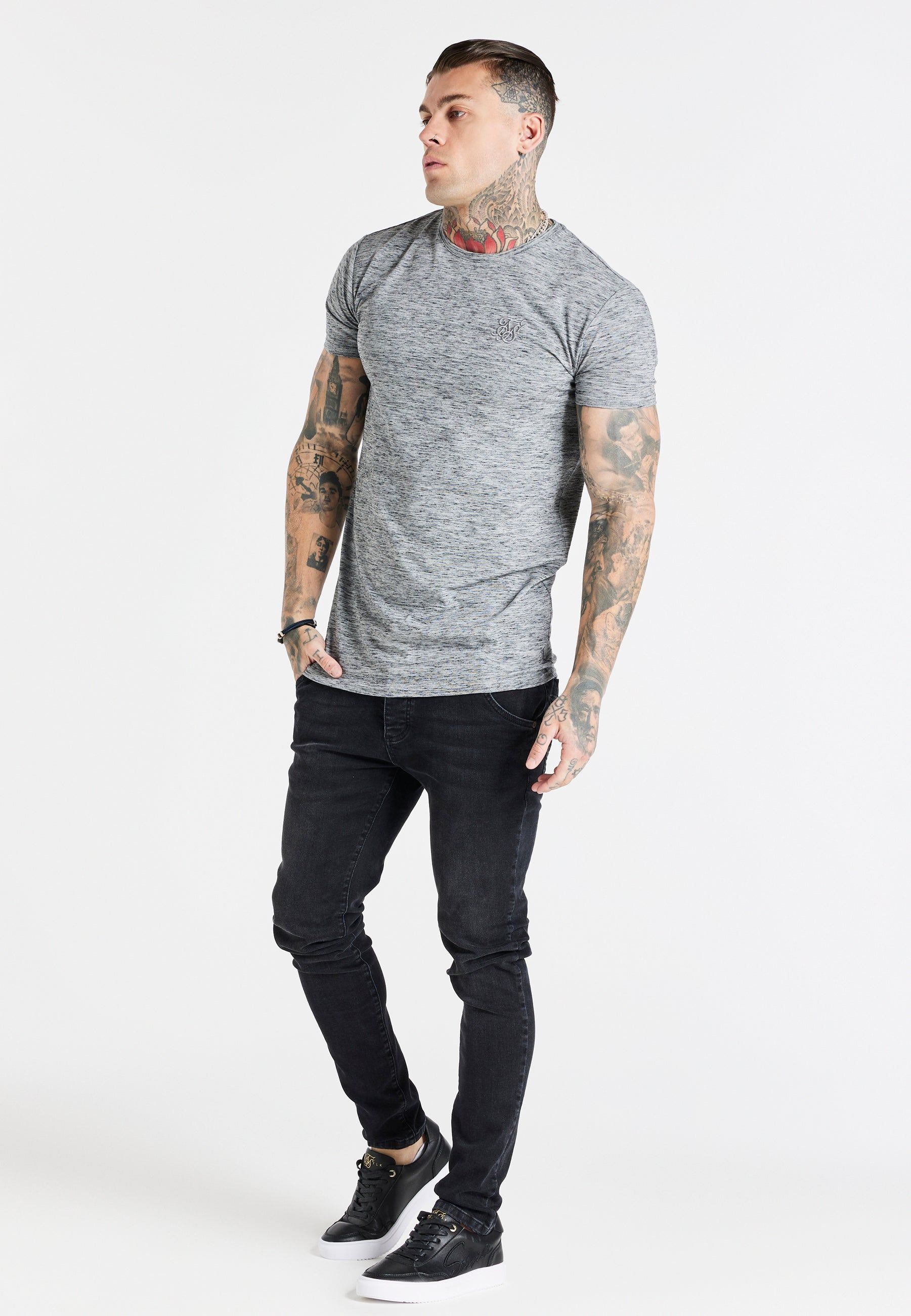 Grey Marl Muscle T-Shirt sold by Siksilk product image thumbnail 5