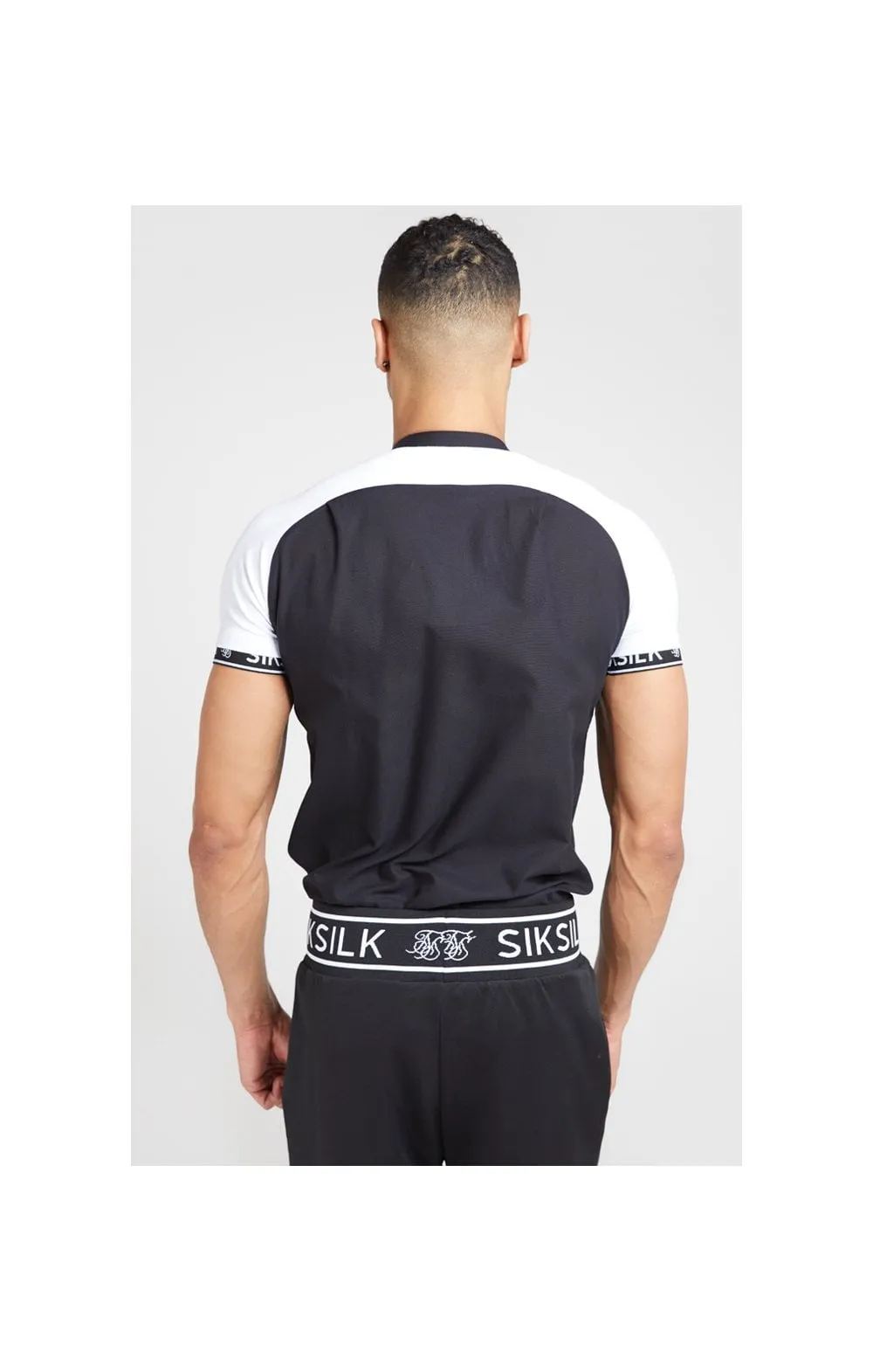 SikSilk S/S Oxford Raglan Tech Shirt - Black & White sold by Siksilk product image thumbnail 4