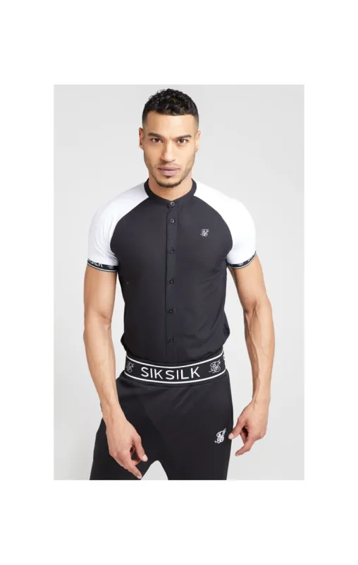 SikSilk S/S Oxford Raglan Tech Shirt - Black & White sold by Siksilk