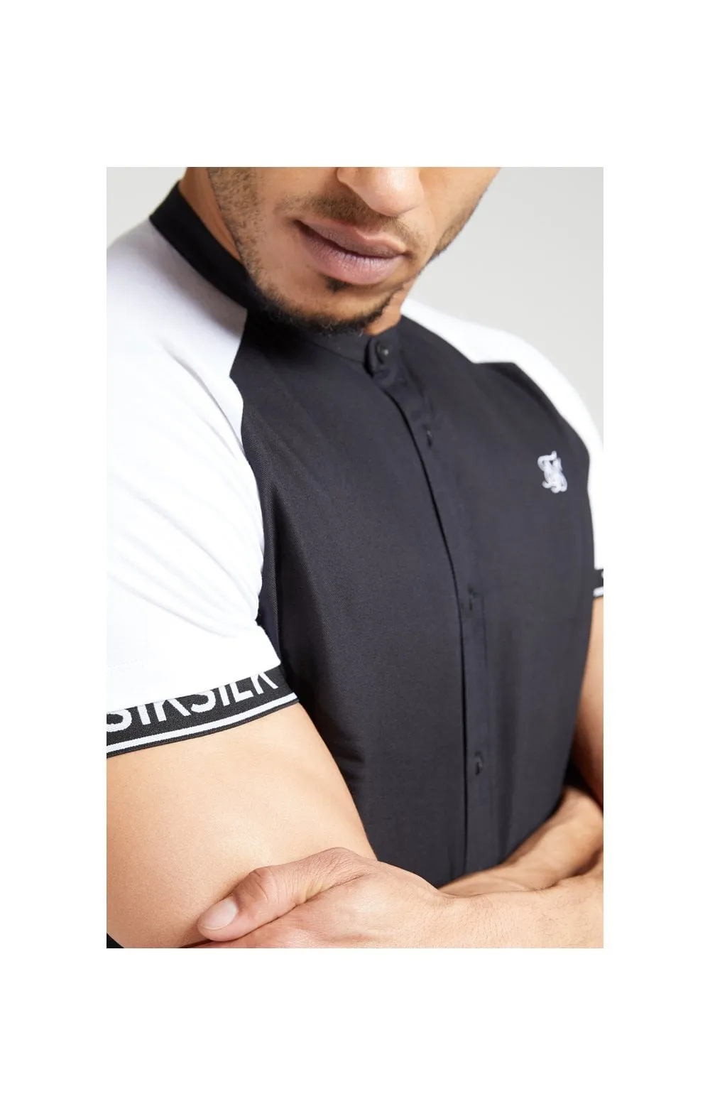 SikSilk S/S Oxford Raglan Tech Shirt - Black & White sold by Siksilk product image thumbnail 2