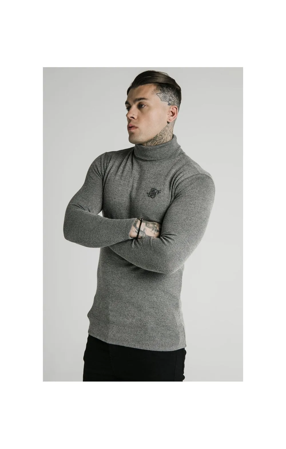 SikSilk Rib Turtle Neck - Grey sold by Siksilk