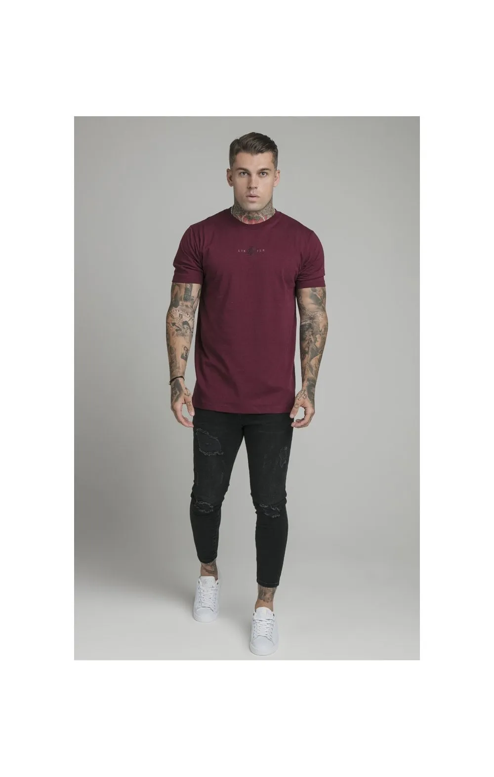 SikSilk Basic Tee - Burgundy sold by Siksilk product image thumbnail 5