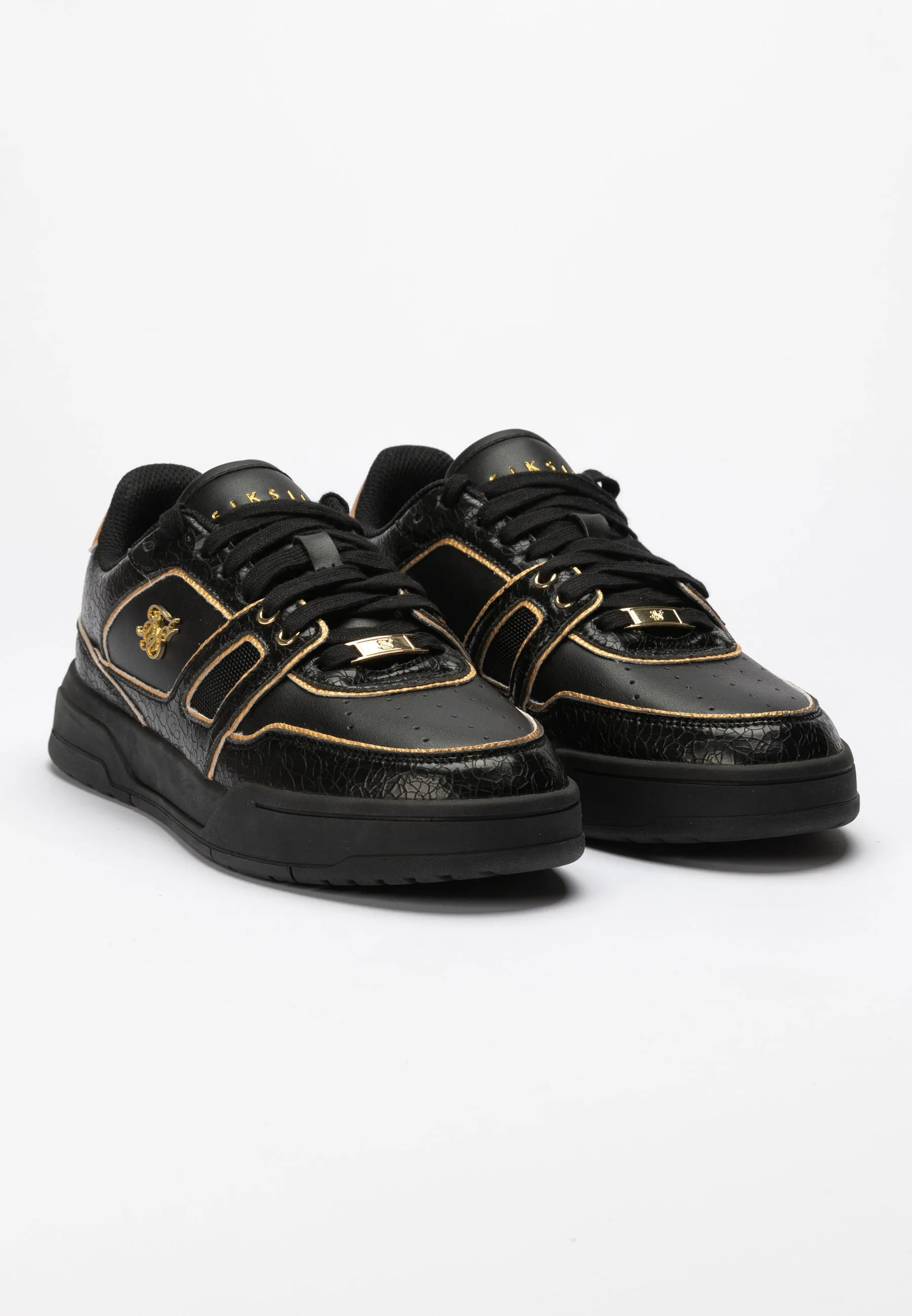 Black And Gold Trimmed Low Top Court Trainer sold by Siksilk product image thumbnail 4